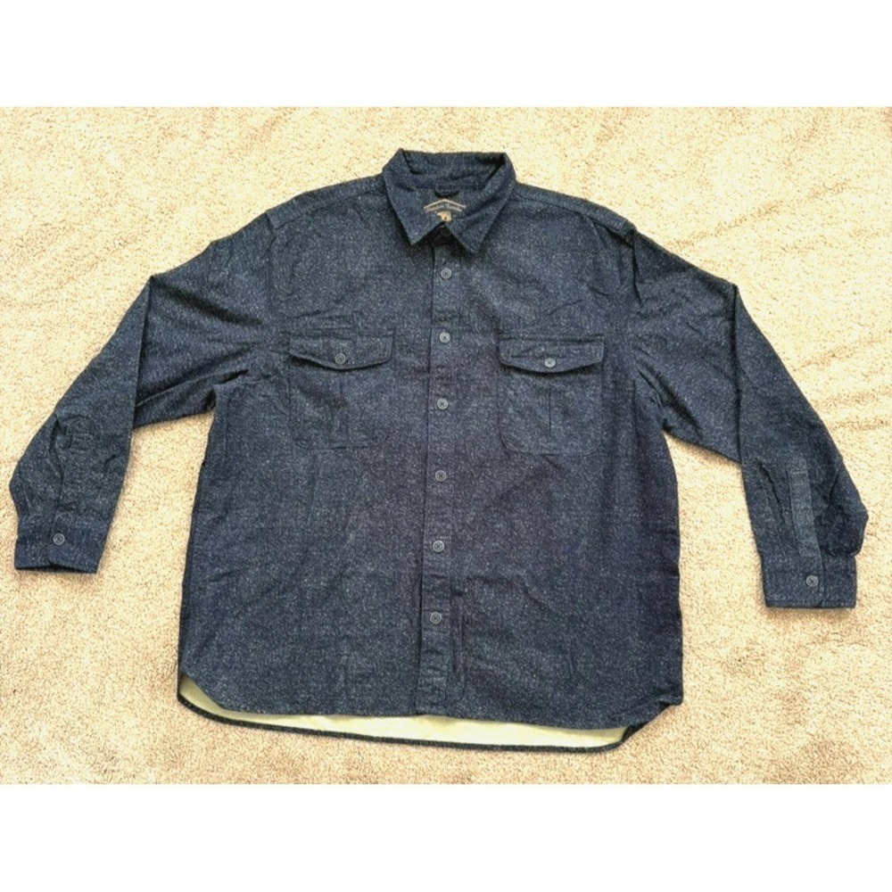 Freedom Foundry Dry Goods Mens Speckled Denim Shirt XXL Blue Heavyweight